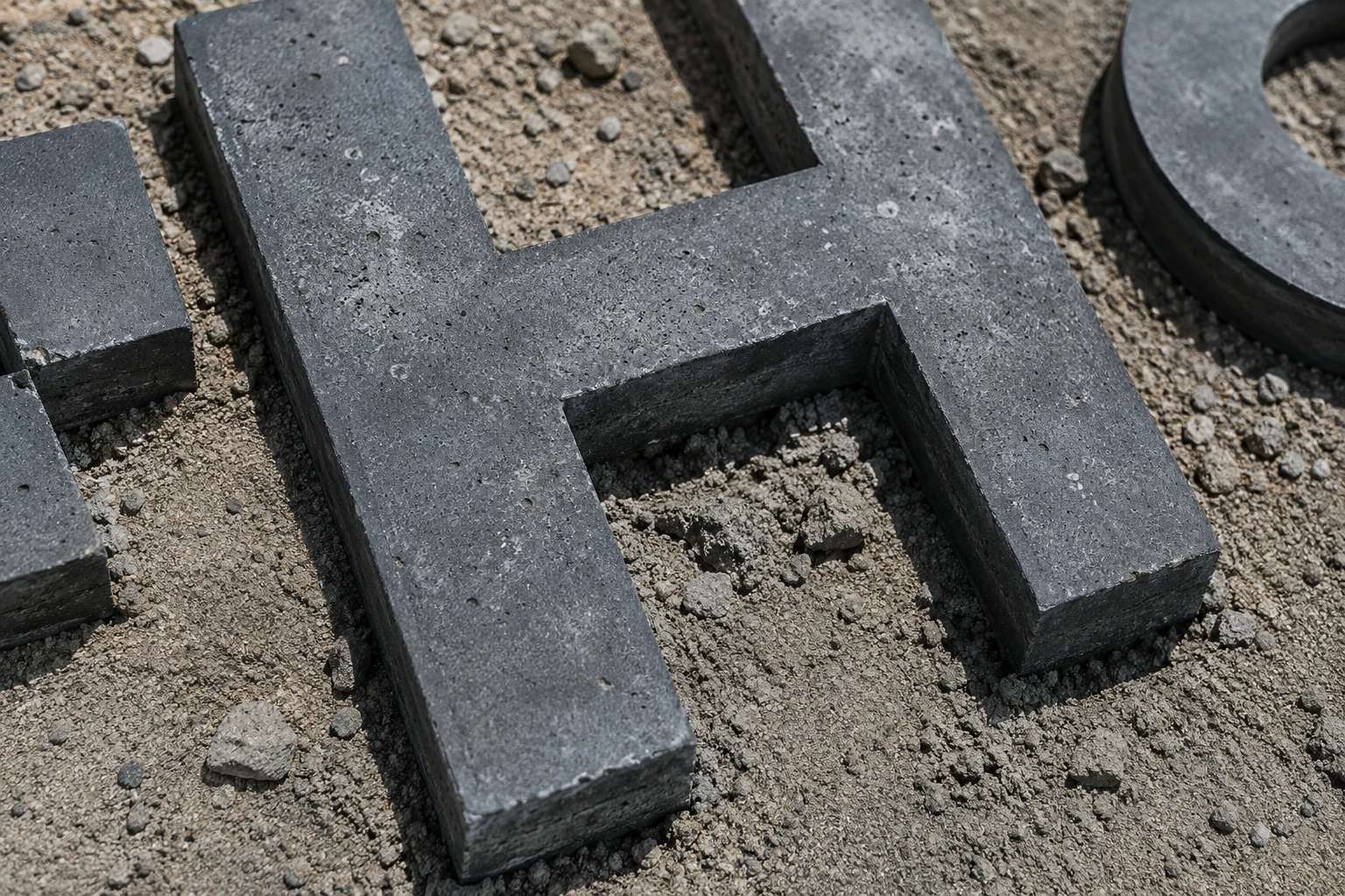 Detalle de letra H en concreto
